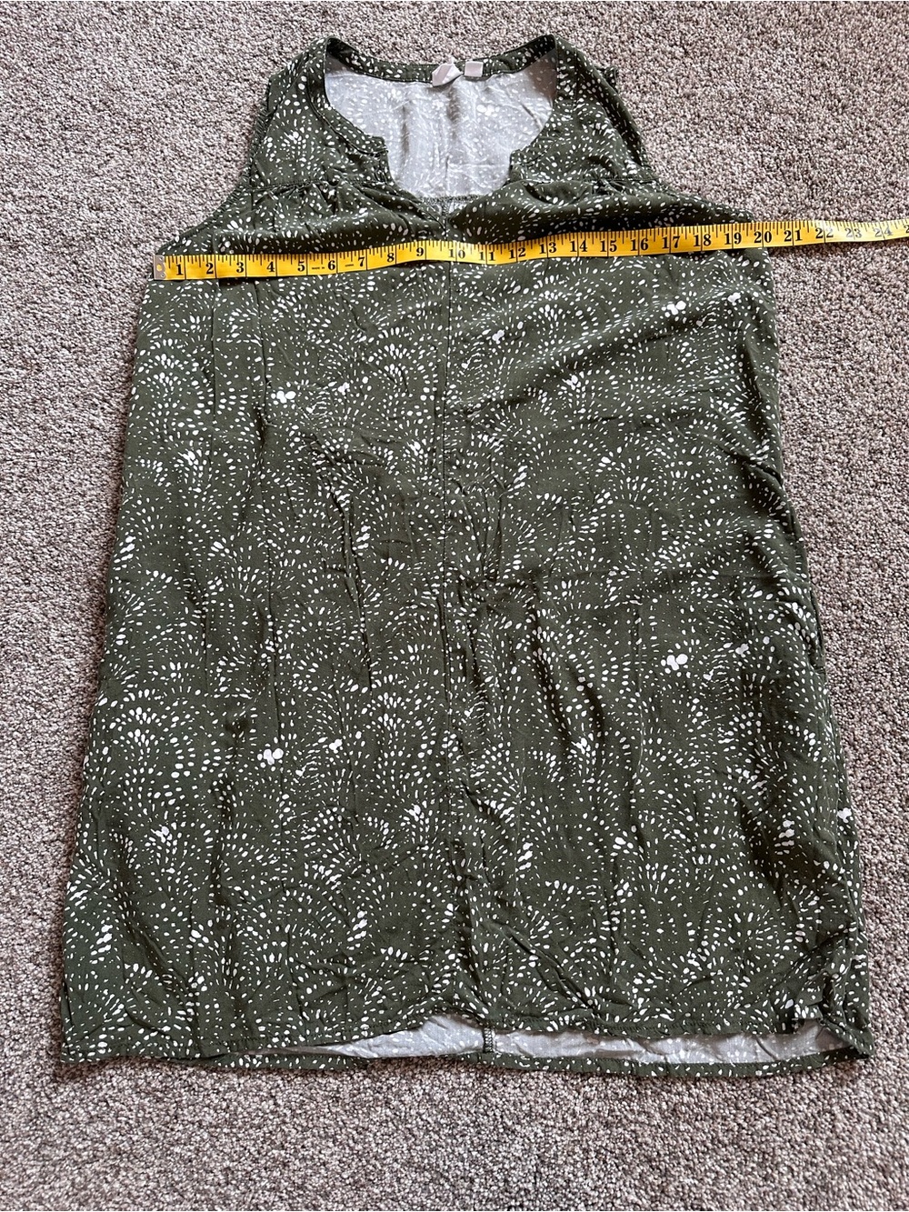 GAP Olive Green Sleeveless Midi Dress with White Abstract Print - Picture 6 of 8